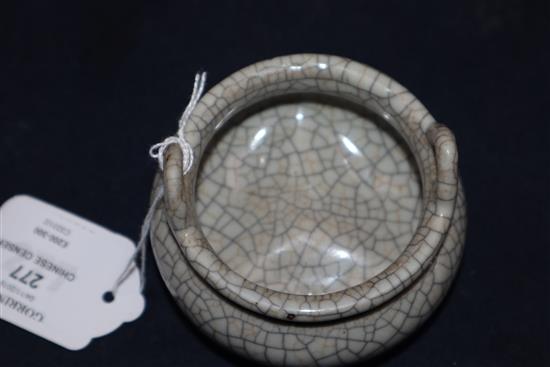 A Chinese crackle glaze tripod censer diameter 7.5cm